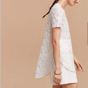 Aritzia White Floral Lace Short Sleeve Tunic